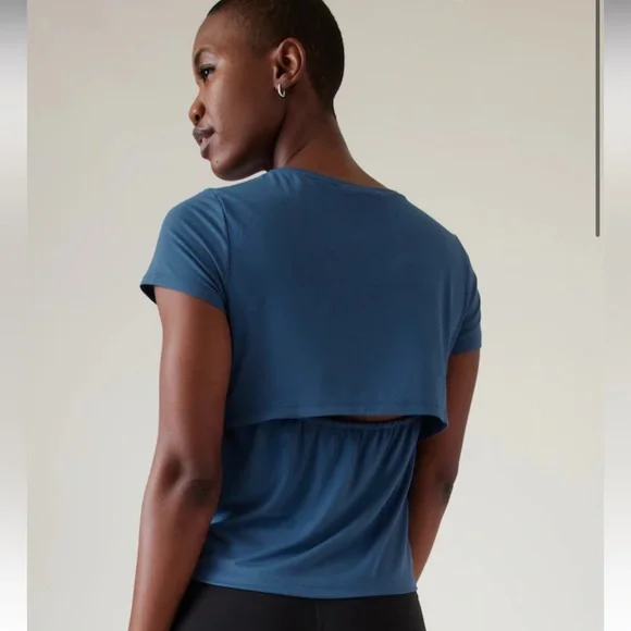 short sleeve open back shirt